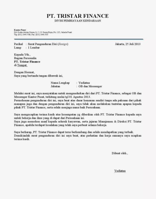 Contoh Surat Pengunduran Diri Sebagai Komisaris Perusahaan Contoh Surat Pengunduran Diri Sebagai Komisaris Perusahaan