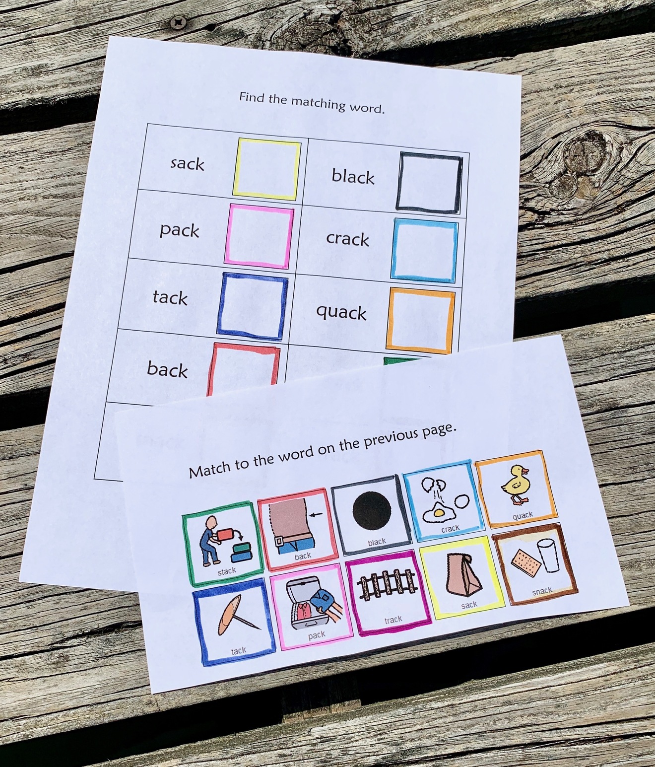 Adding color coding to a word to picture matching task from spelling unit.