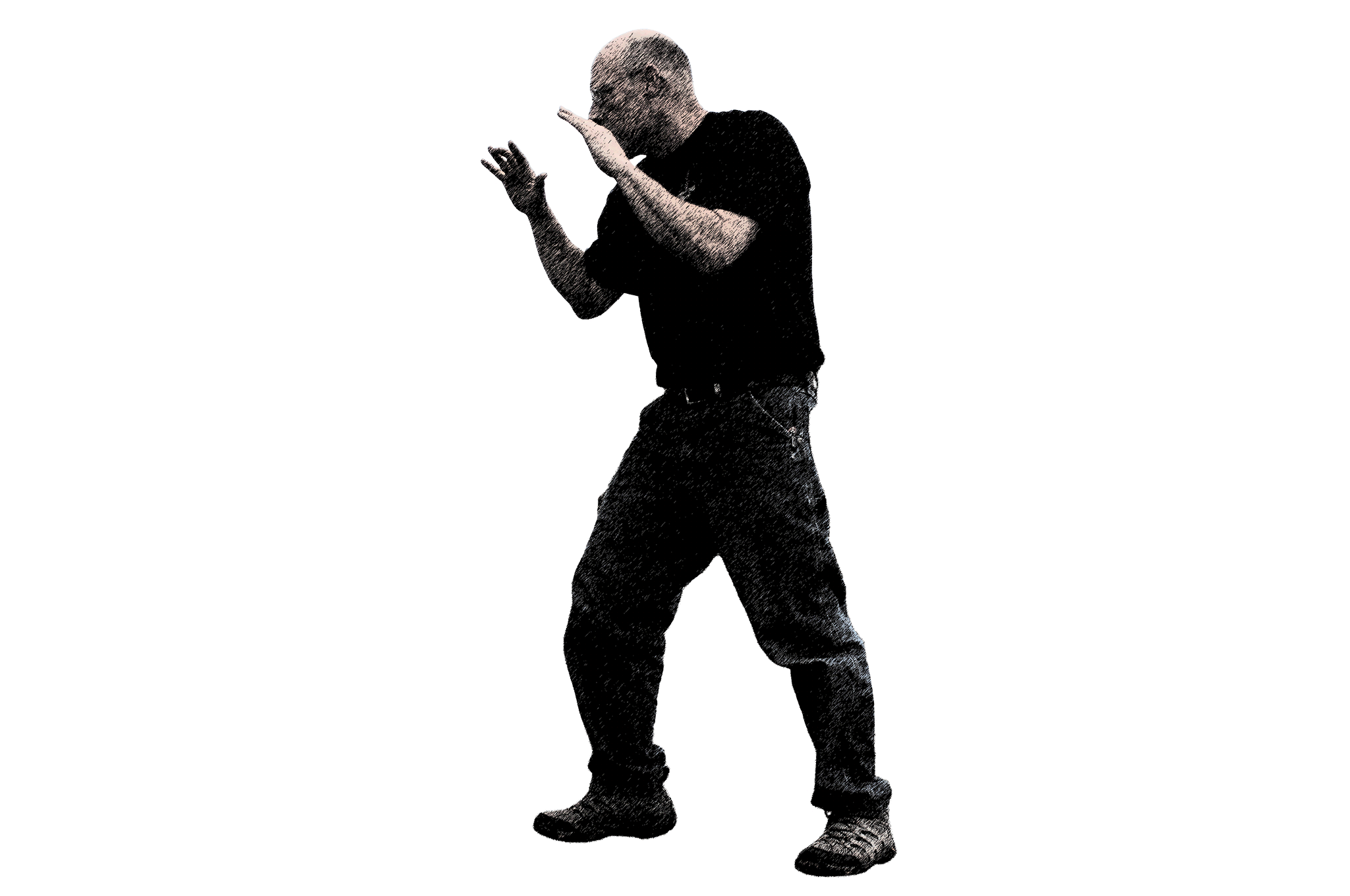 Caer con seguridad es una técnica fundamental para el combate en el suelo. Las caídas con golpeo de las palmas en el suelo que tan buen resultado dan en el tatami no se aplican bien a la realidad de cemento y asfalto, en la que va mejor un movimiento de balanceo dejando las manos libres para cubrirse.
