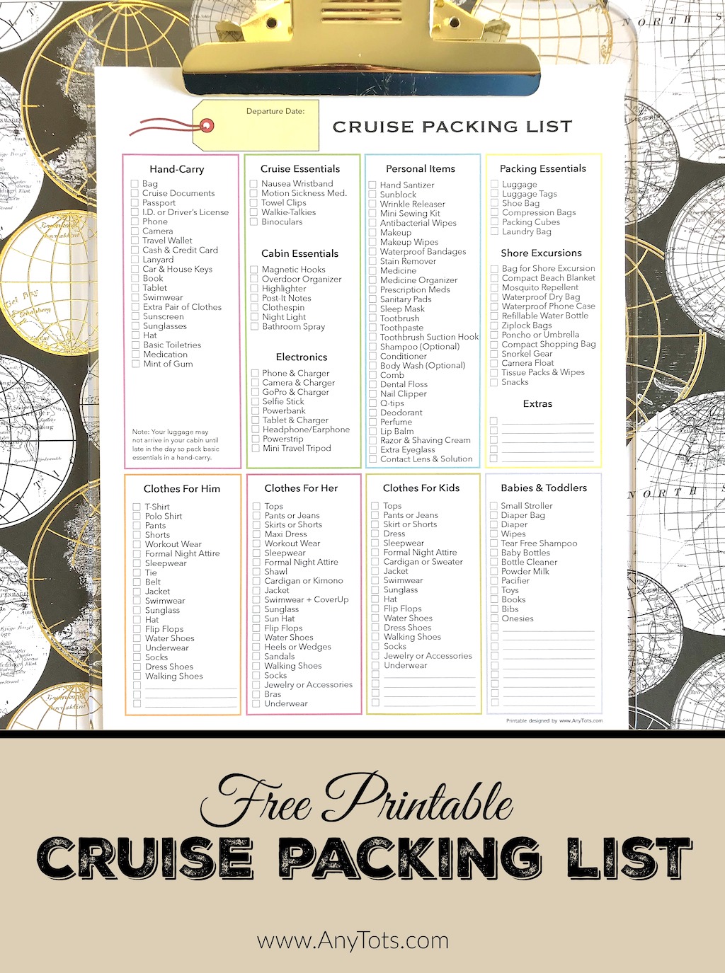 Free Printable Cruise Packing List from Any Tots