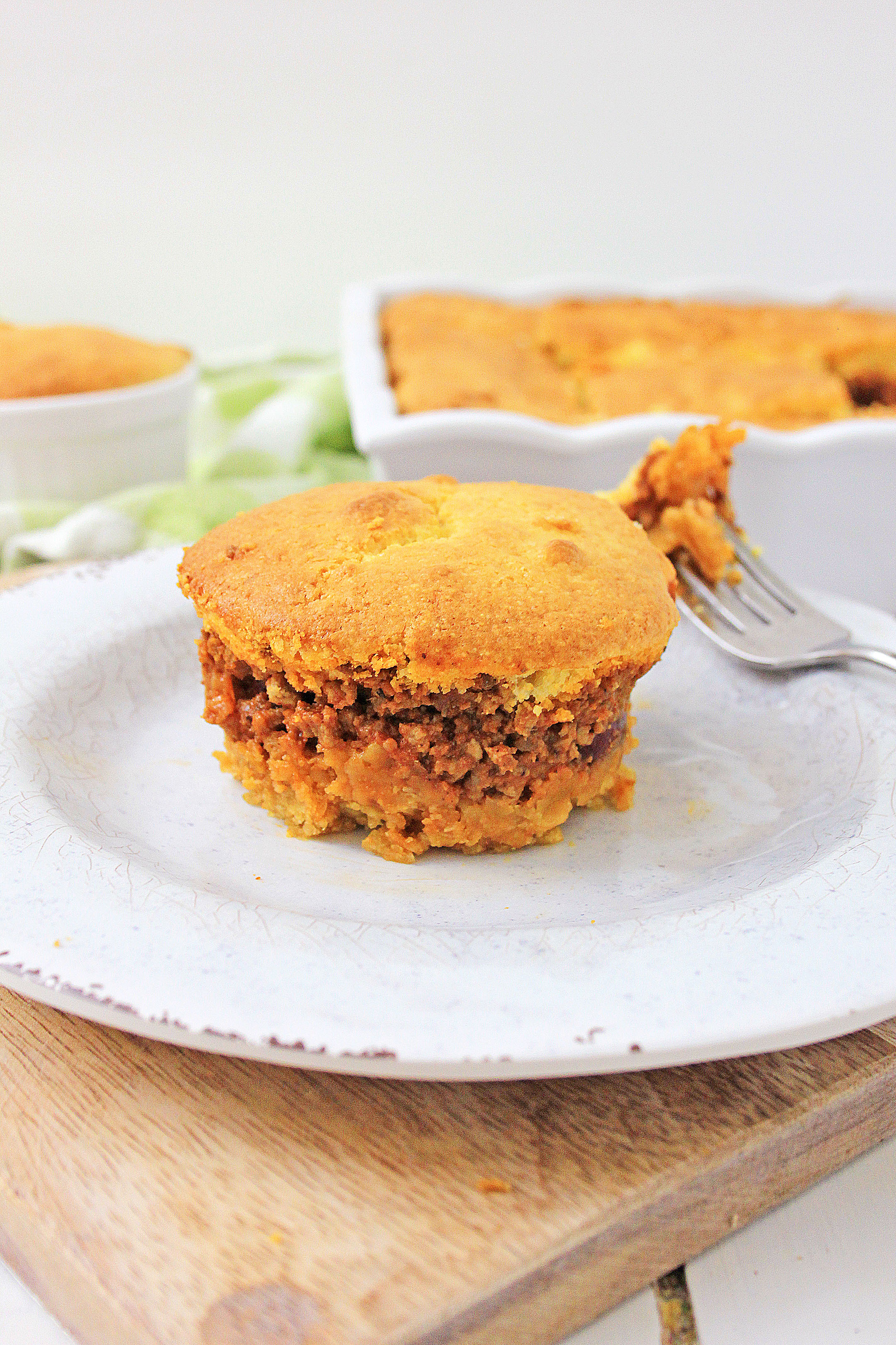 upside down chili pie on a plate