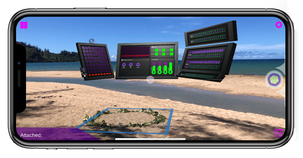 An Augmented reality synthesizer on a beach