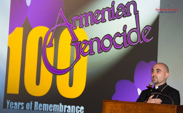The Armenian Genocide Centennial Committee sponsored a Candlelight Vigil in front of the Dallas City Hall on Friday April 24, 2015. The event drew about 400 attendees on one of the stormiest afternoons Dallas had ever seen.