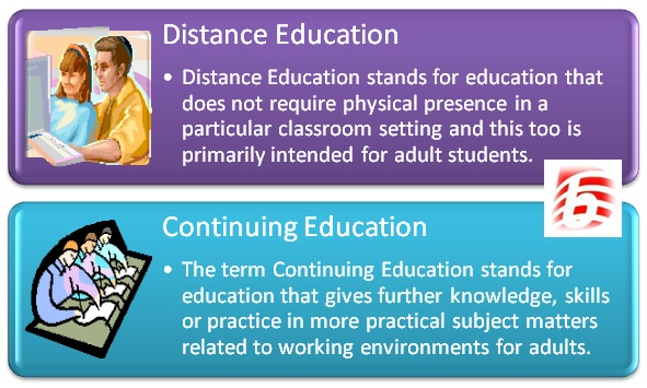 Difference between Continuing Education and Distance Education