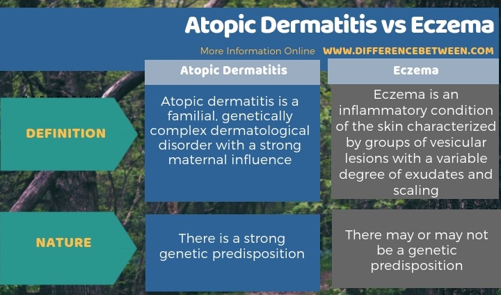 Difference Between Atopic Dermatitis and Eczema - Tabular Form