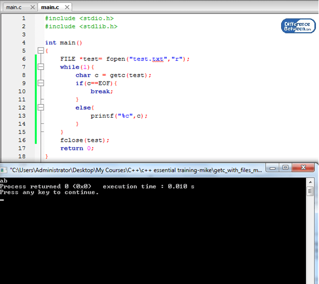 Difference Between getc and getchar_Figure 02