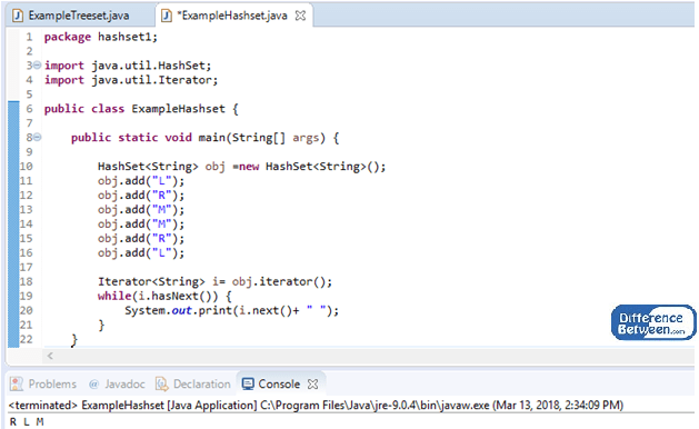 Key Difference Between TreeSet and HashSet 