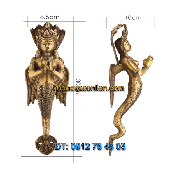 Nơi bán Tay nắm cửa đi trang trí hình thần rắn Naga chắp tay tại Hà Nội