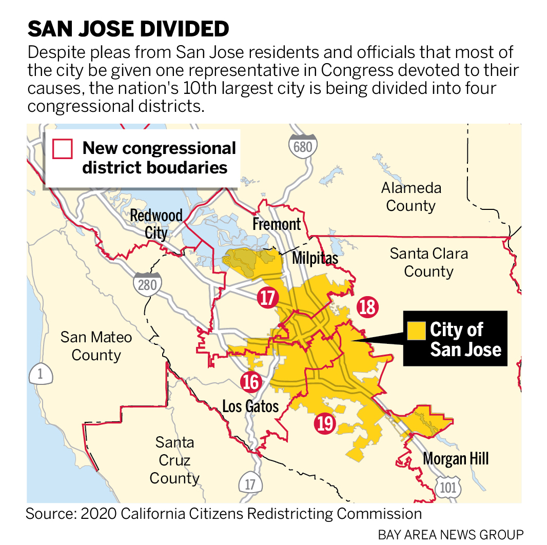 San Jose California Split Into 4 Congressional Districts