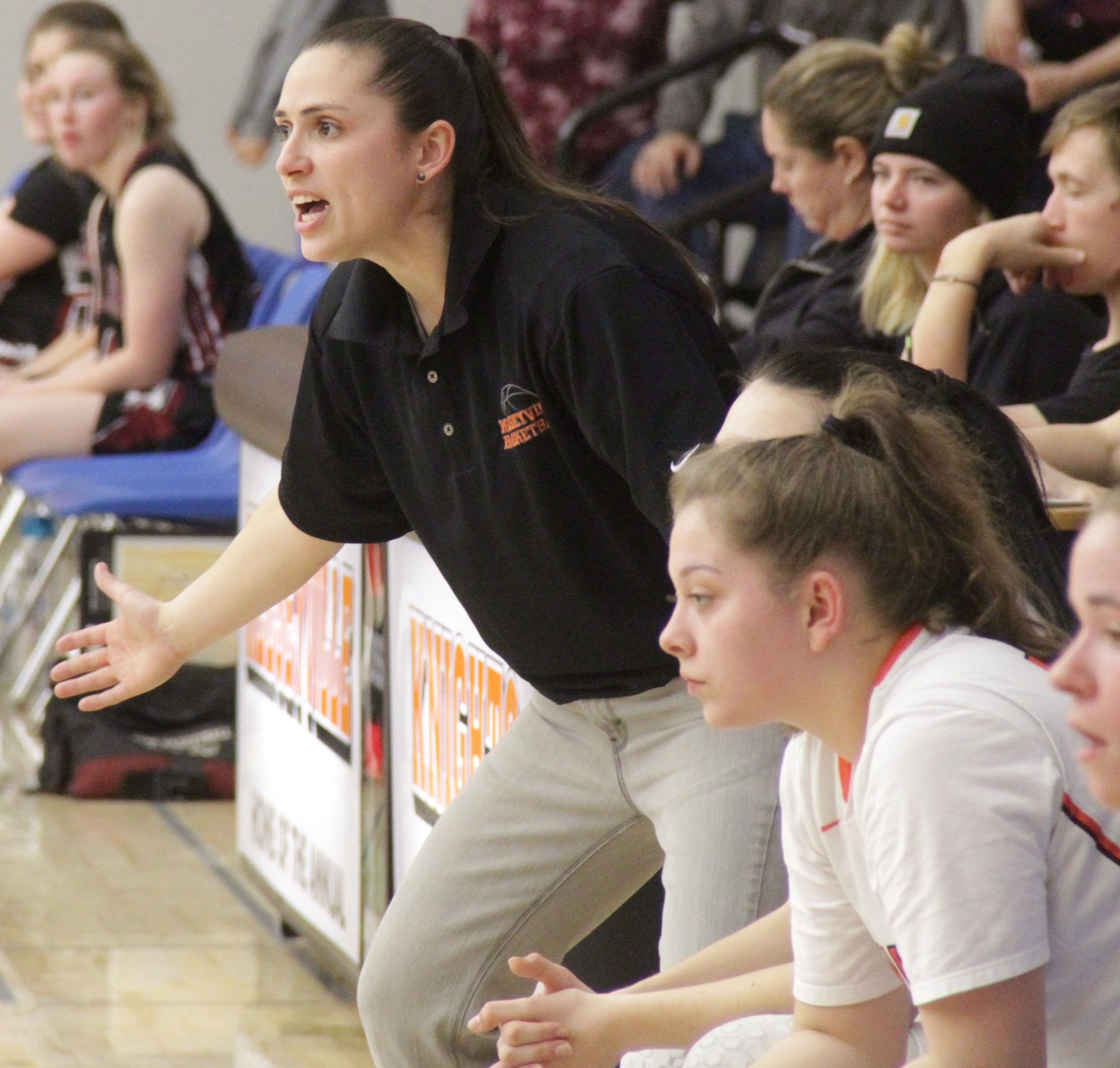 Kelseyville head coach Skyler Olsen looks for a call during action against Clear Lake nearly a year ago today in Kelseyville. The visiting Cardinals pulled away for a 53-32 win, squaring the season series between the two archrivals. (File photo)