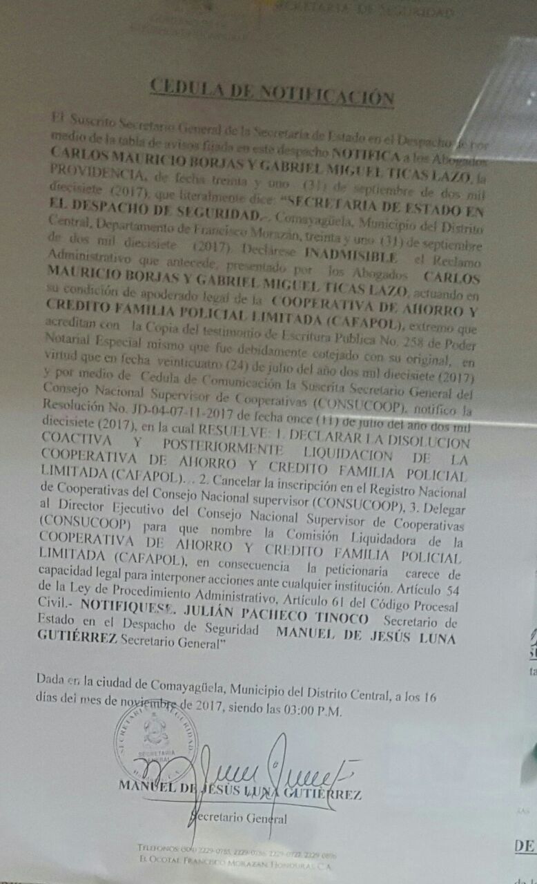 Disuelven CAFAPOL