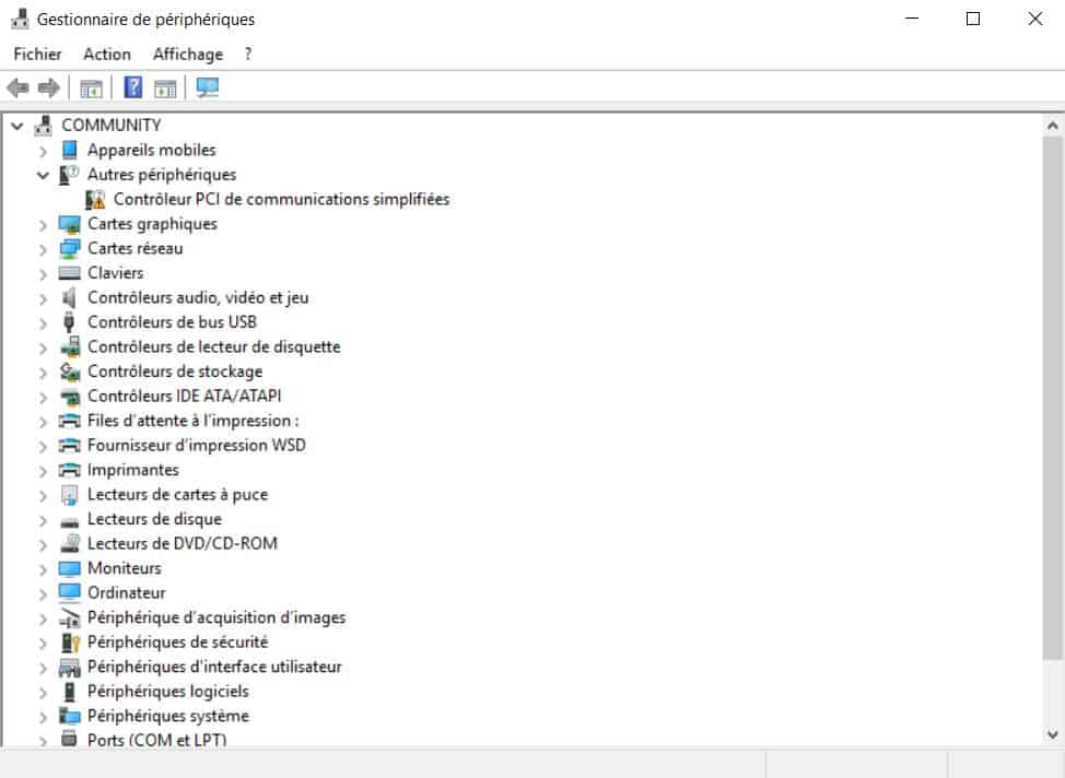 Gestionnaire de périphériques windows pour copie de fichiers bloquée