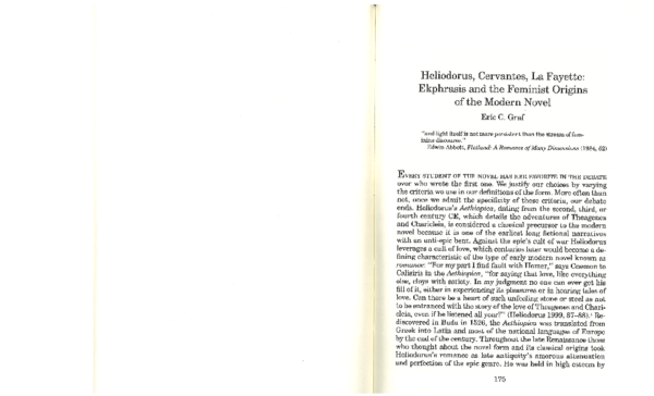 (PDF) Heliodorus, Cervantes, and La Fayette Ekphrasis and