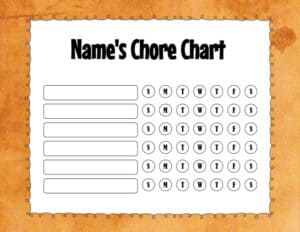 Printable chore chart