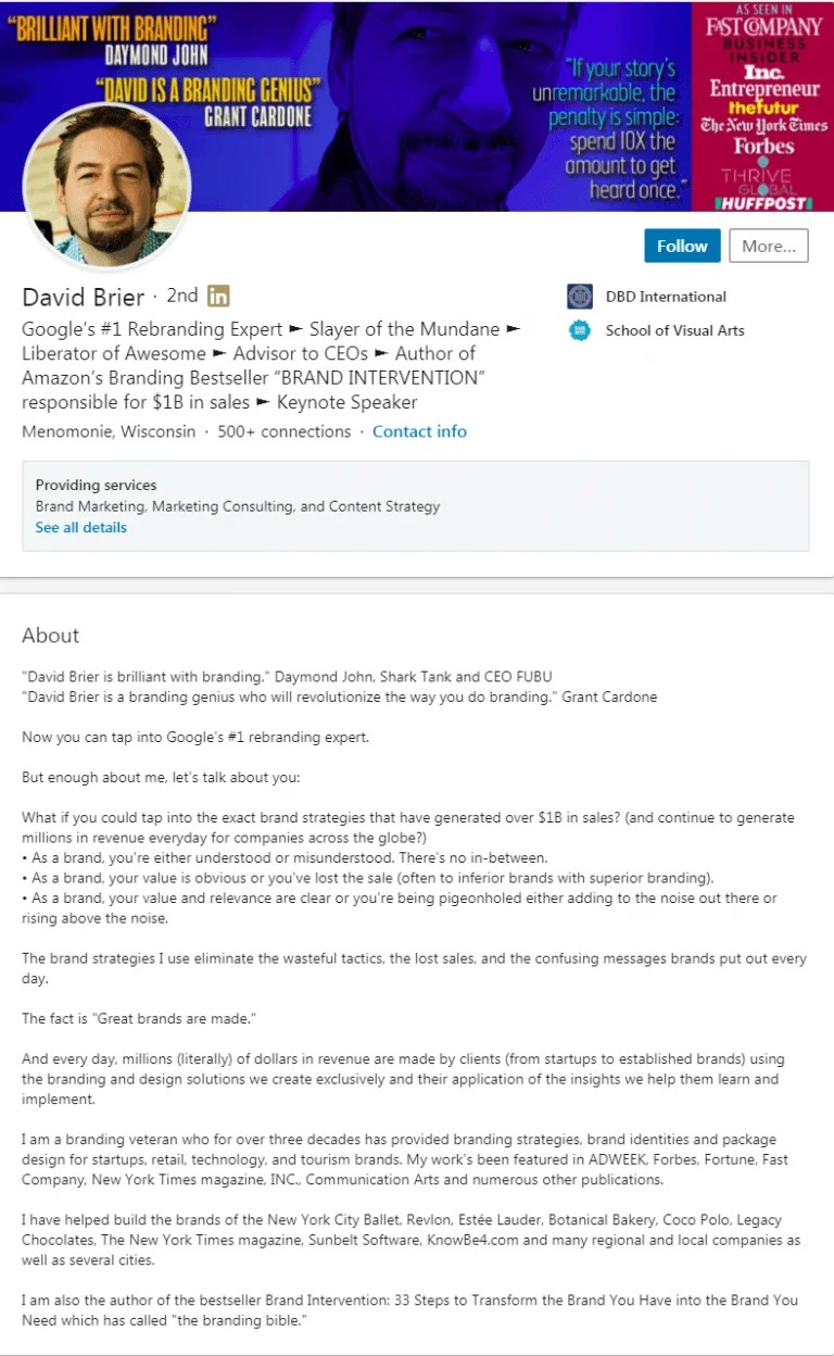 linkedin best profile summary examples Sunita Biddu