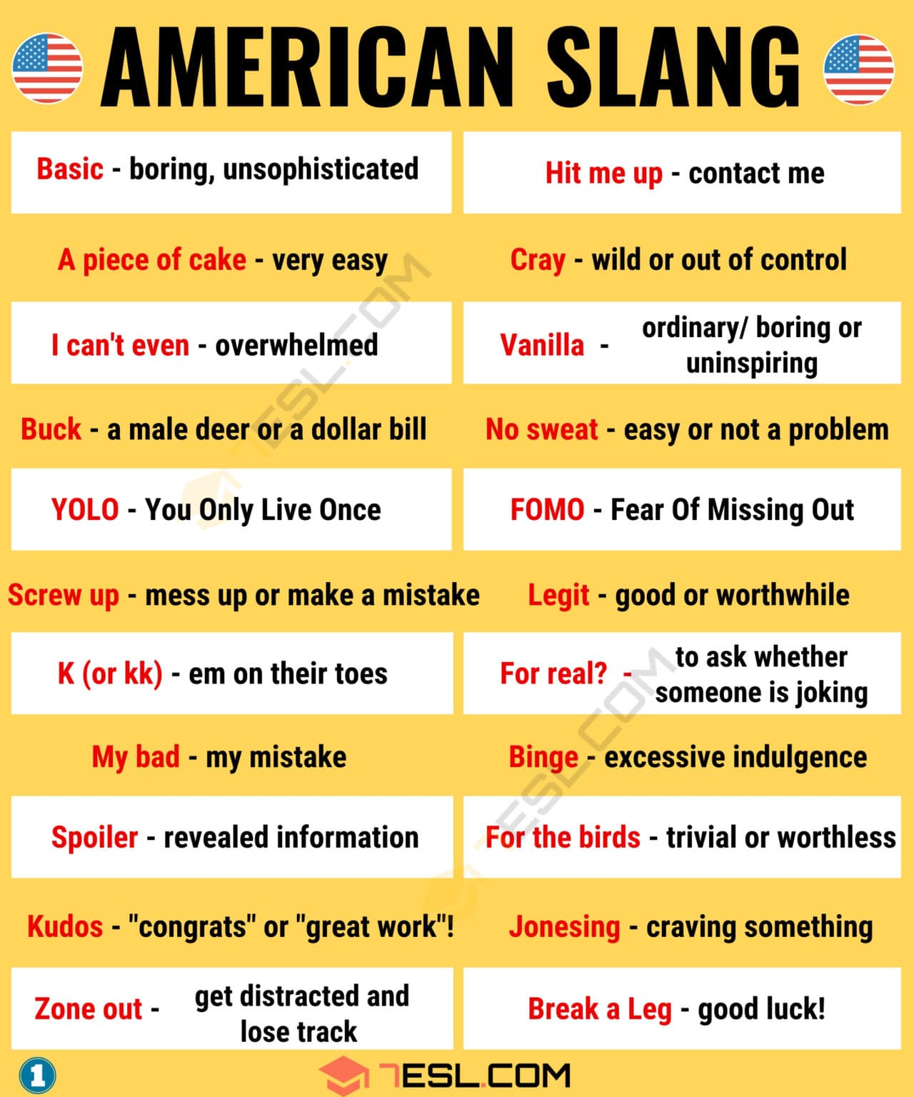 30+ Popular American Slang Words You Should Know • 7ESL