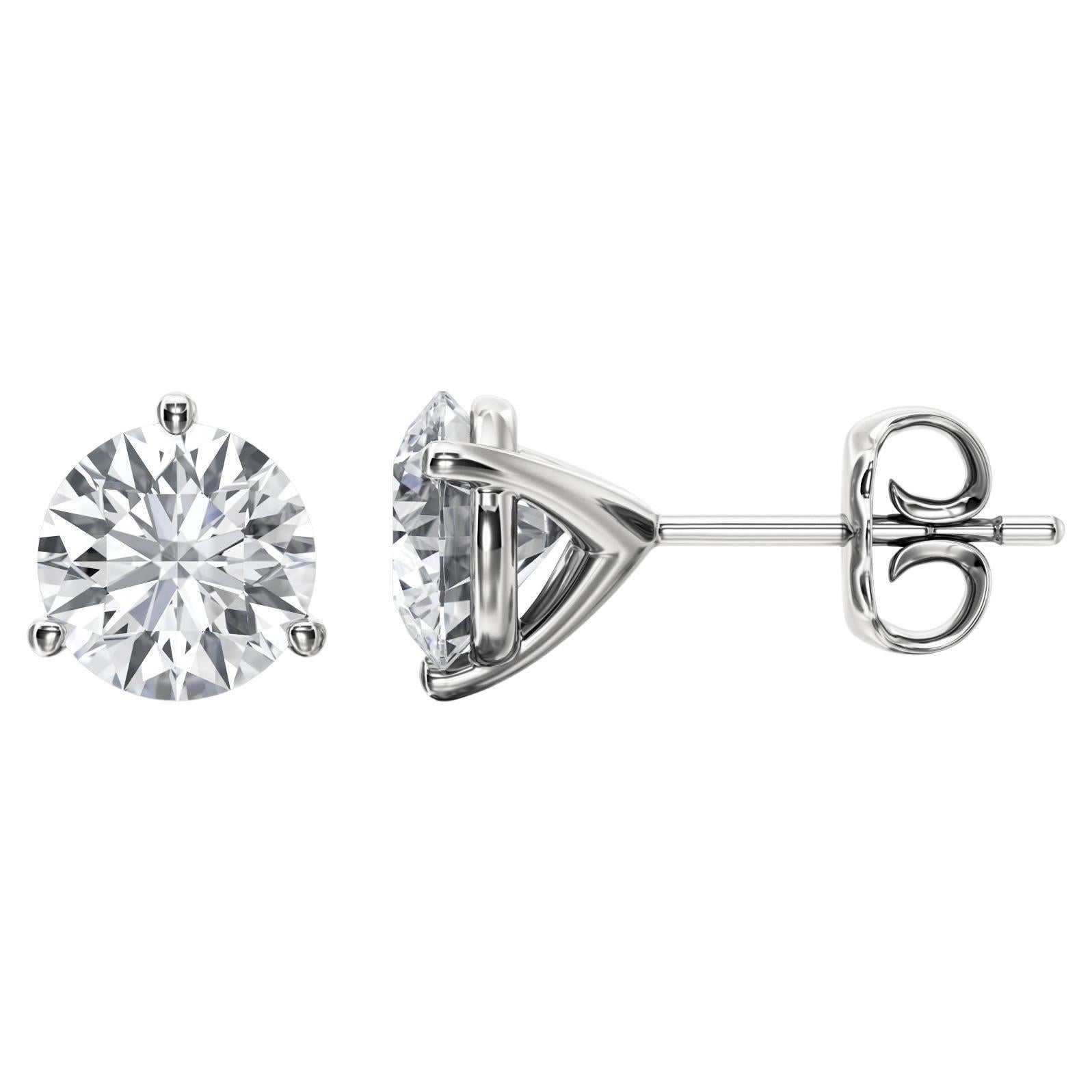 Round Diamond White Gold Stud Earrings at 1stDibs