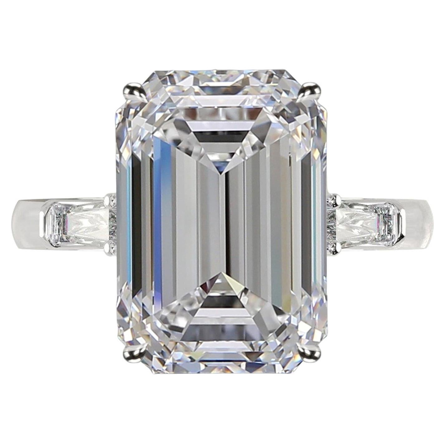 GIA Certified 5.75 Carat EmeraldCut Diamond Ring D Color Flawless