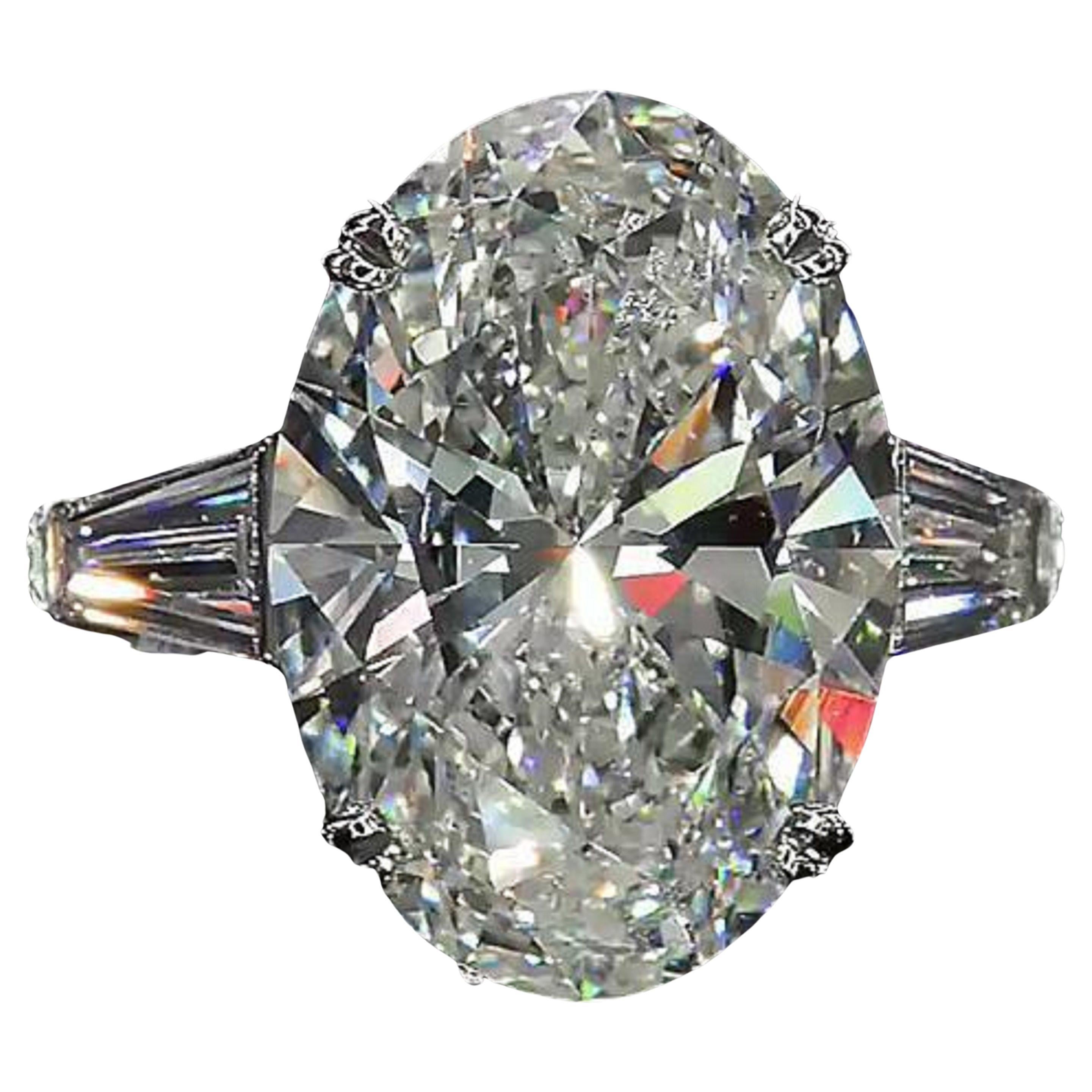 Stunning GIA Certified 7 Carat Oval Diamond Platinum Ring For Sale at
