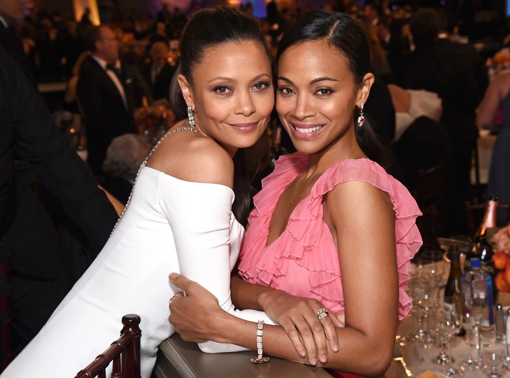 Thandie Newton & Zoe Saldana from 2017 Golden Globes Candid Moments