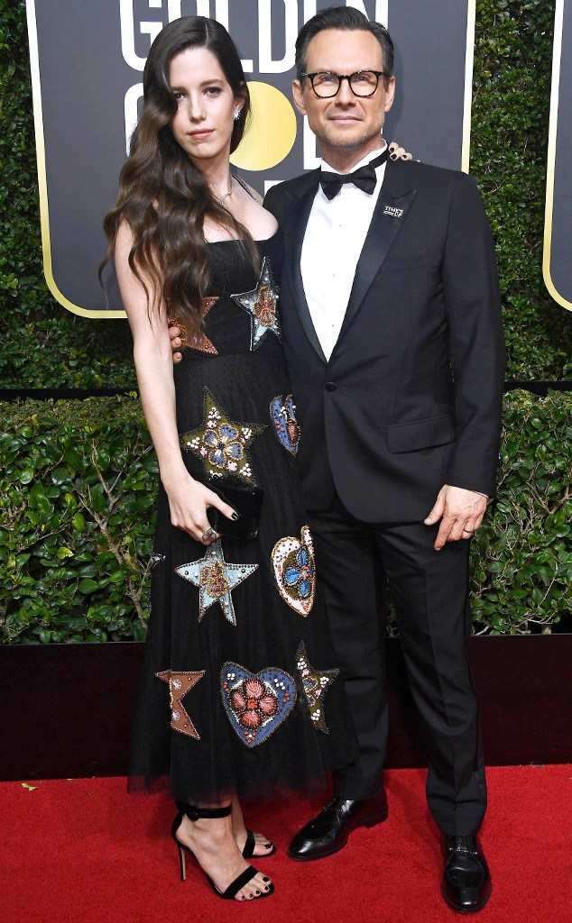 Christian Slater & Brittany Lopez from Couples at Golden Globes 2018