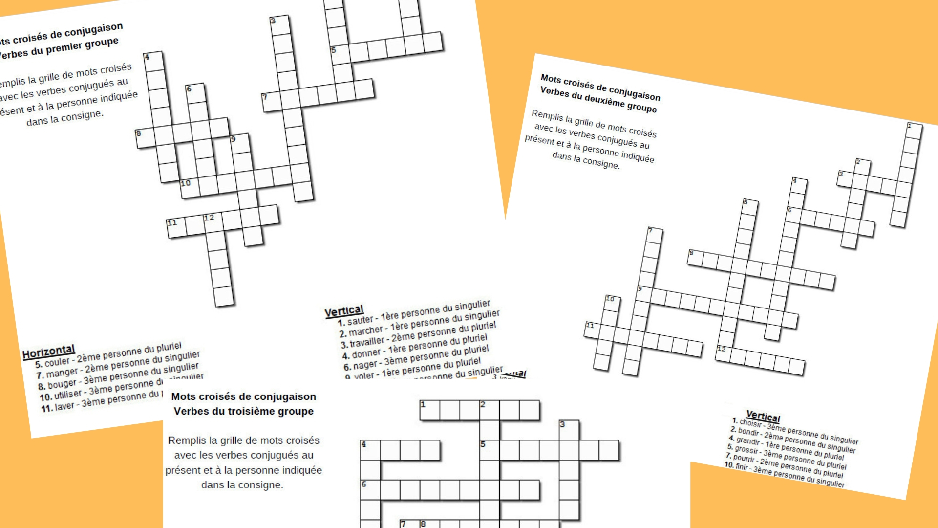 Mots Croises De Conjugaison Au Present Trois Groupes Apprendre Reviser Memoriser