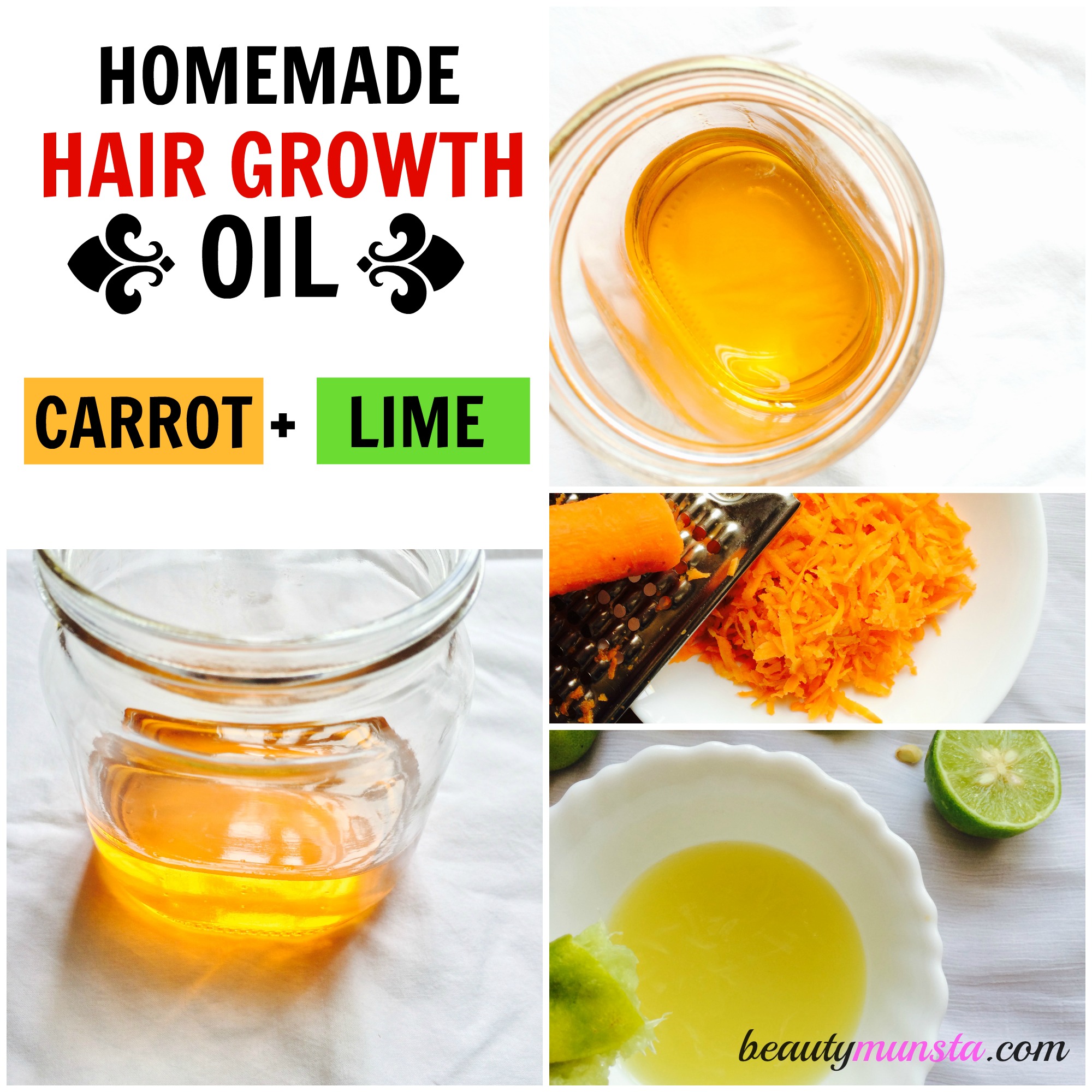 Carrot & Lime Homemade Hair Oil Recipe for Hair Growth beautymunsta