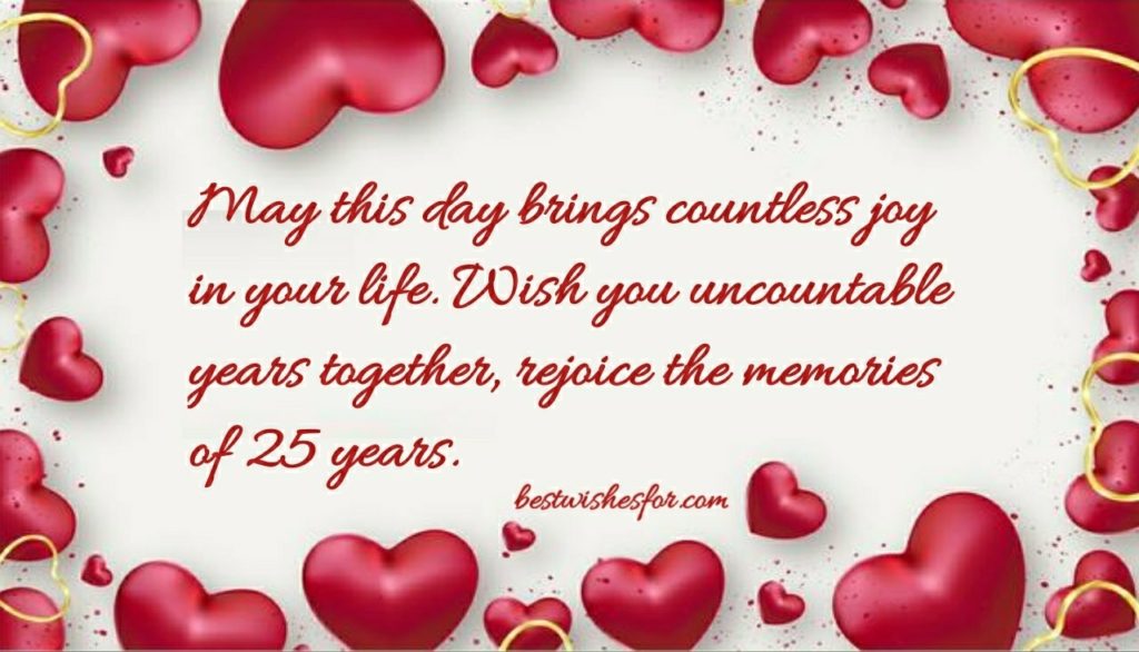 25th Marriage Anniversary Wishes Messages & Sayings