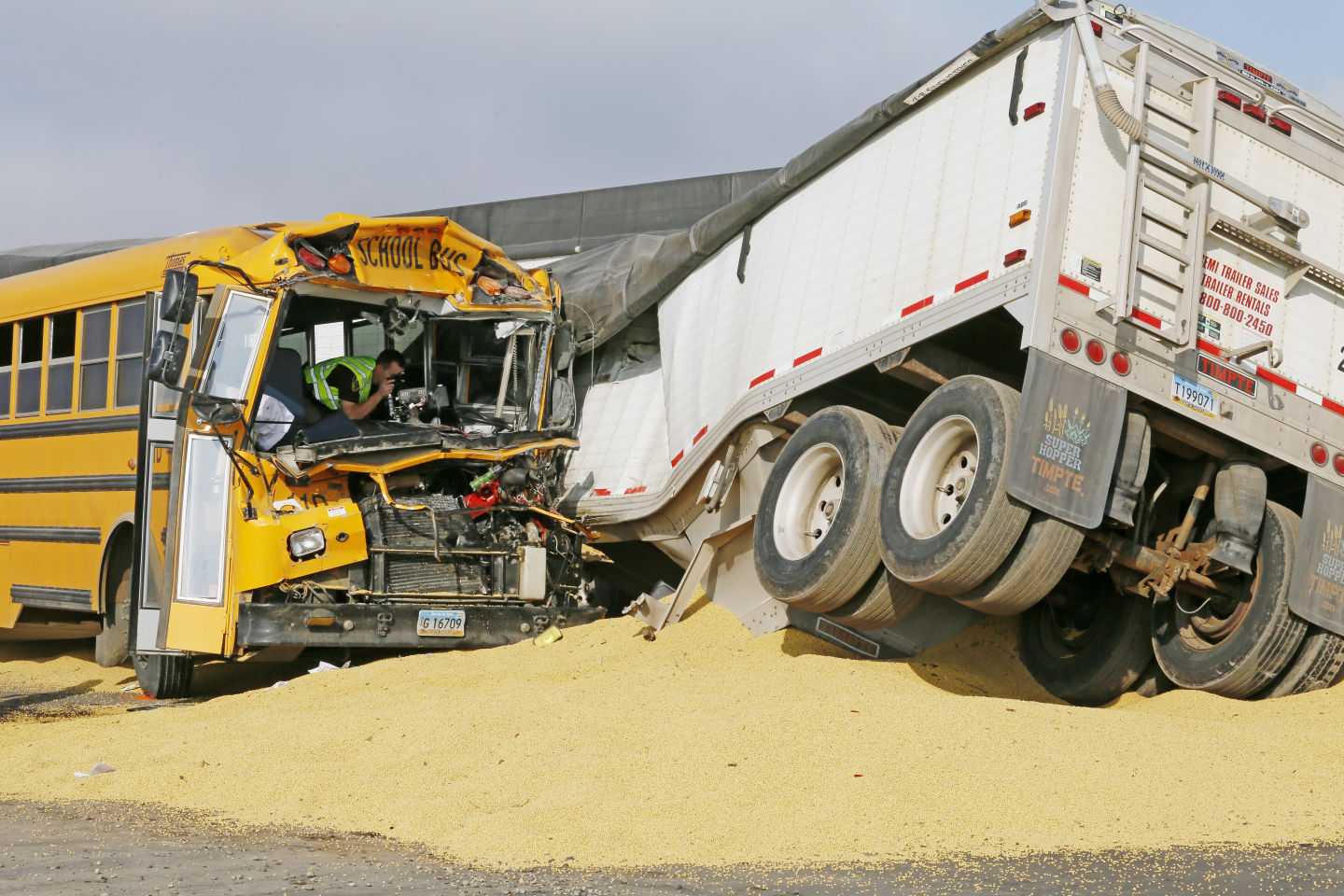 Semi driver of crash that injured school bus driver 'It just looked