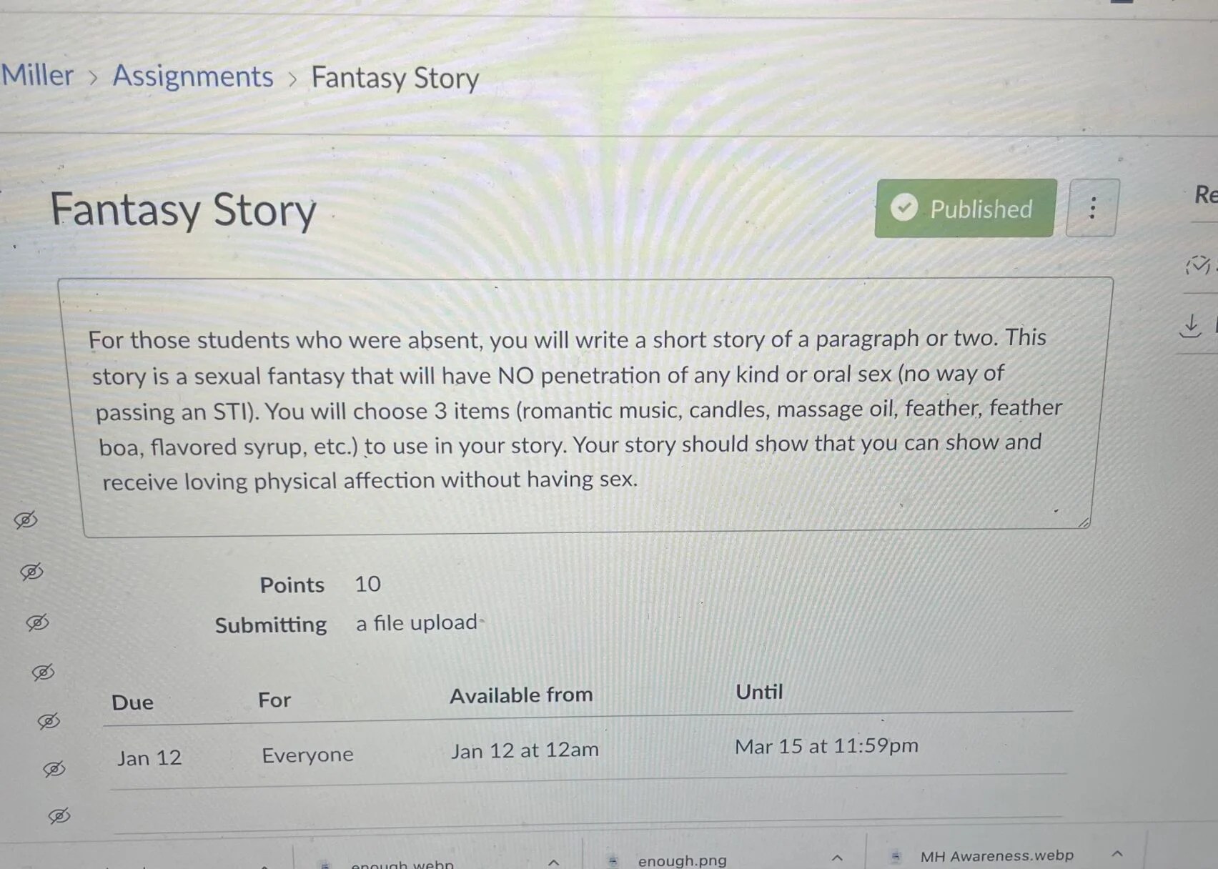 More controversial assignments in Churchill High School's health class