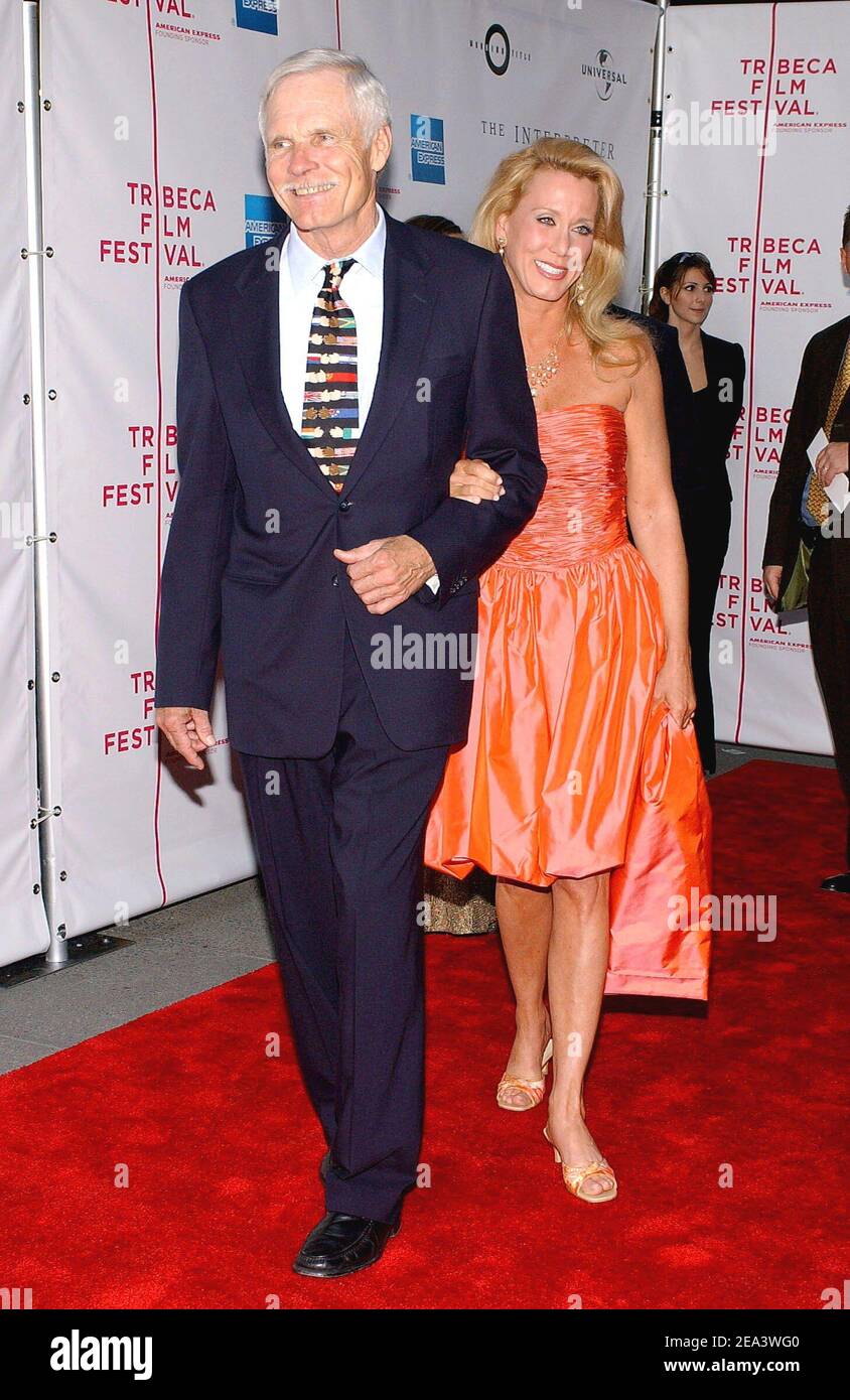 "Ted Turner and his wife arrive at the premiere of ""The Interpreter