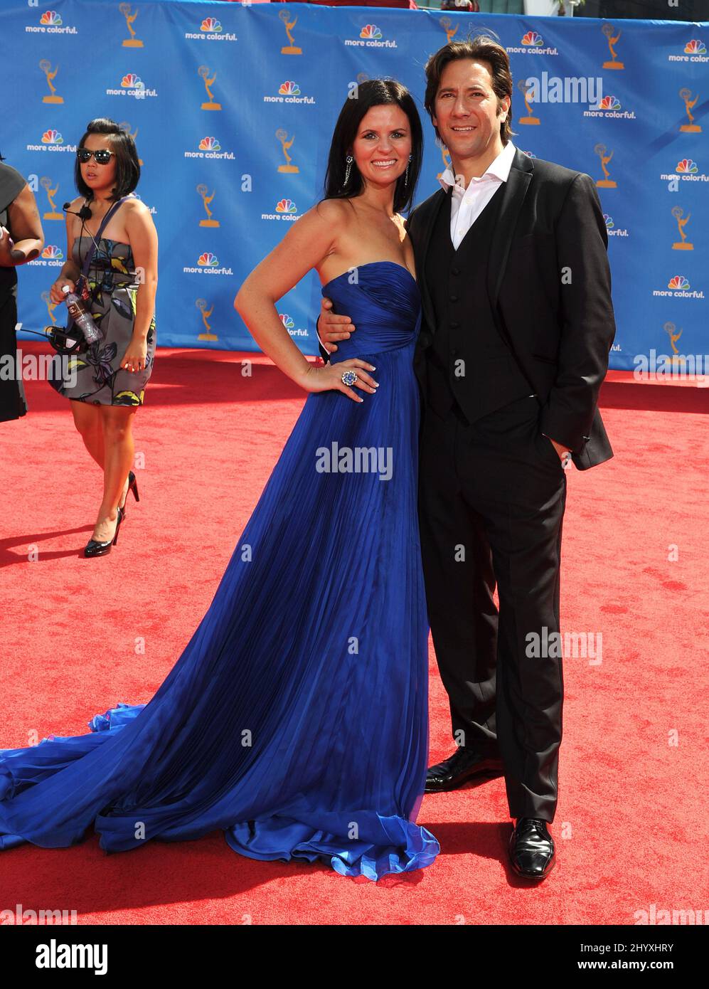 Henry Ian Cusick and wife Annie arriving at the 62nd Annual Primetime Emmy Awards held at the