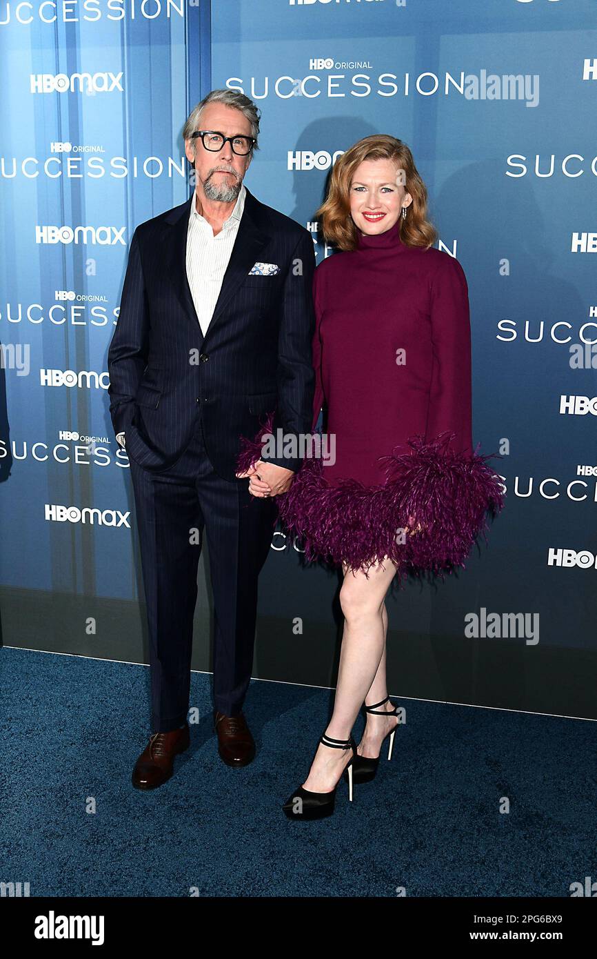 Alan Ruck and wife actor Mireille Enos attend HBO's "Succession" red