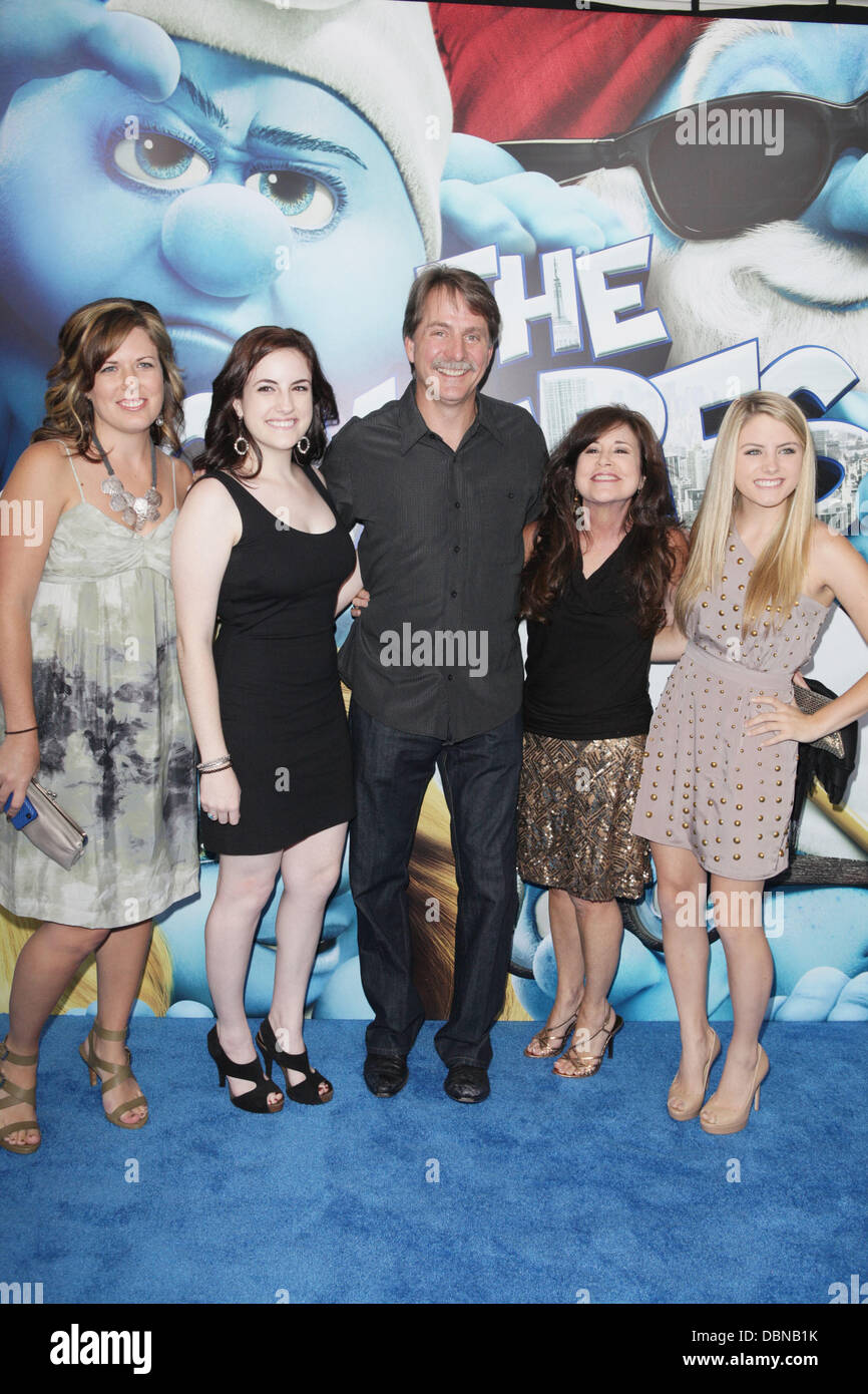 Jeff Foxworthy, Pamela Gregg and daughters 'The Smurfs' world premiere