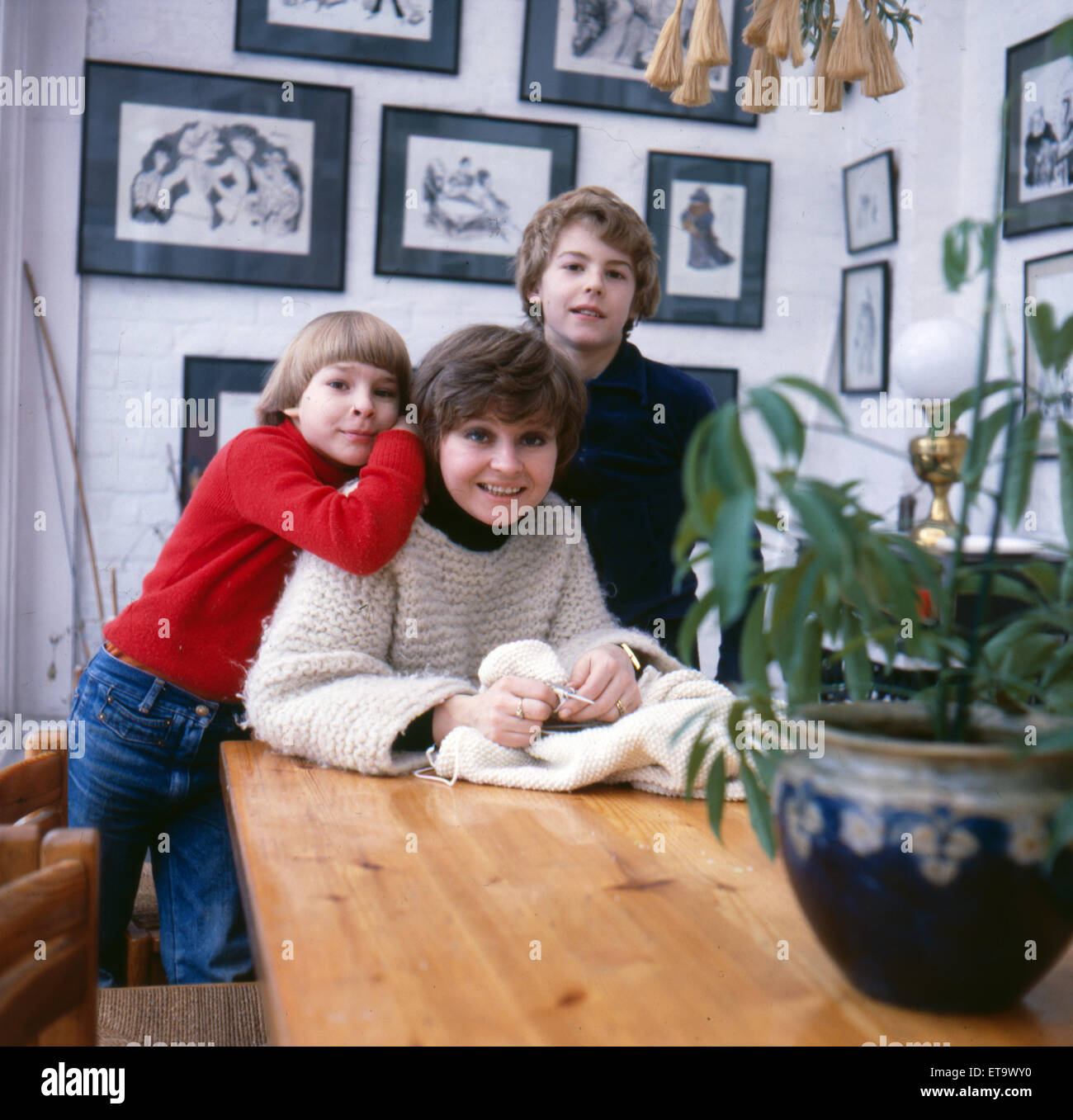 Prunella Scales, Actress, January 1980. Pictured with children, Samuel