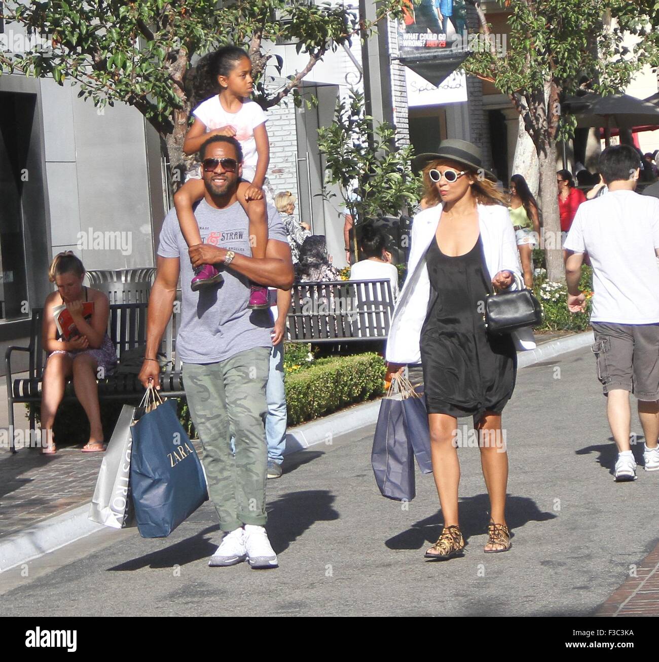 Jaleel White takes his family shopping at the Grove in Hollywood