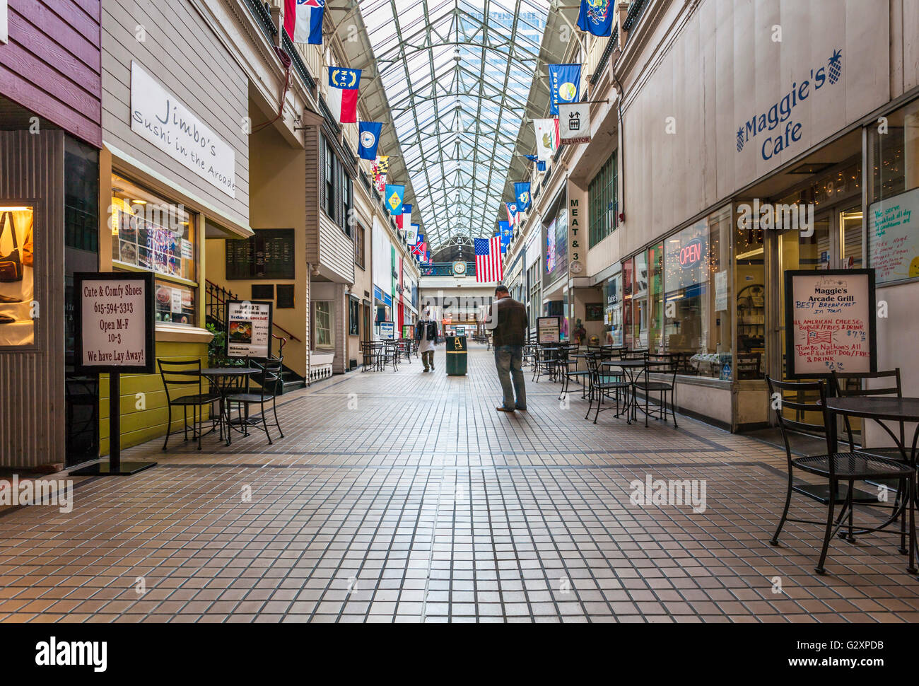 The historic Arcade shopping center in downtown Nashville, Tennessee