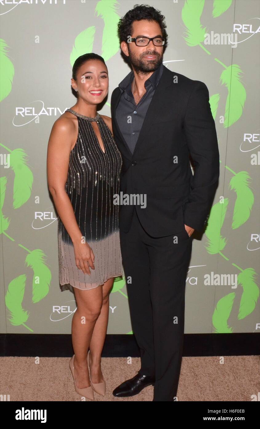 Emmanuelle Chriqui and boyfriend Adrian Bellani arrivs at the The 100th