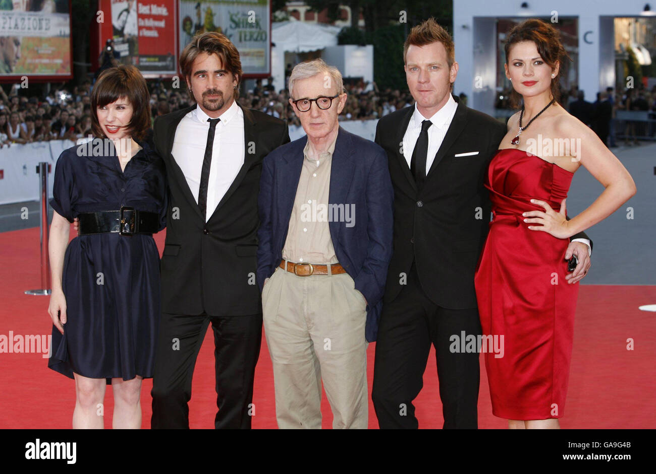 (De izquierda a derecha) Sally Hawkins, Colin Farrell, Woody Allen