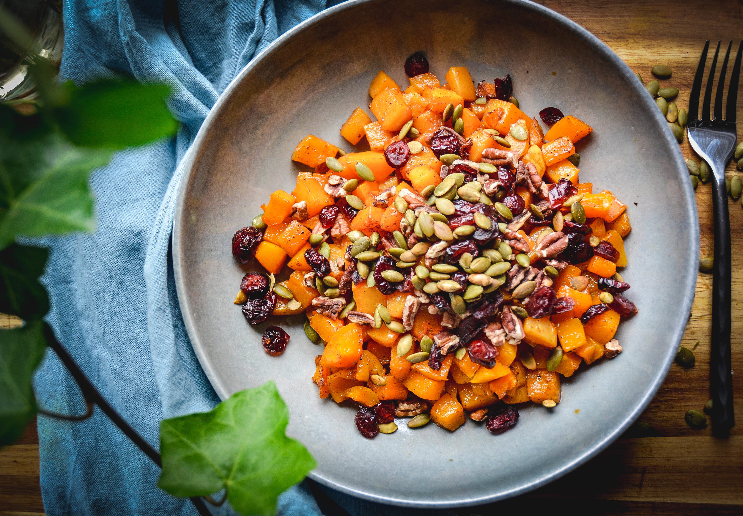 Cinnamon Roasted Butternut Squash with Cranberries