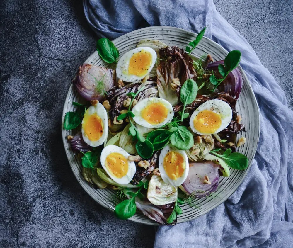 Grilled Radicchio Salad with Fennel and Soft Boiled Egg