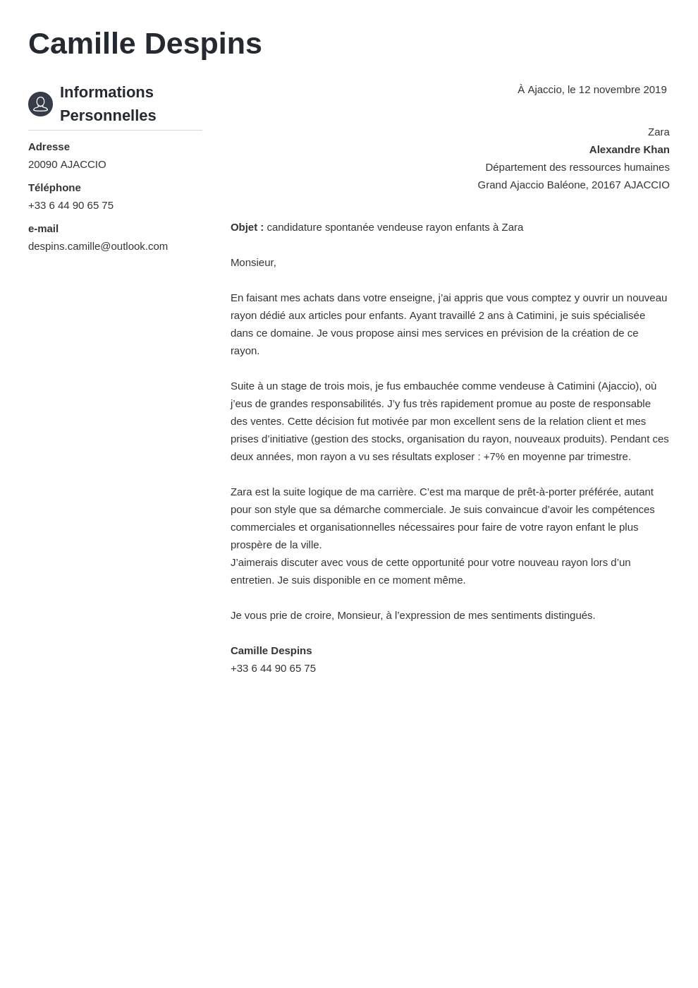 Exemple lettre de motivation candidature spontanée tout poste