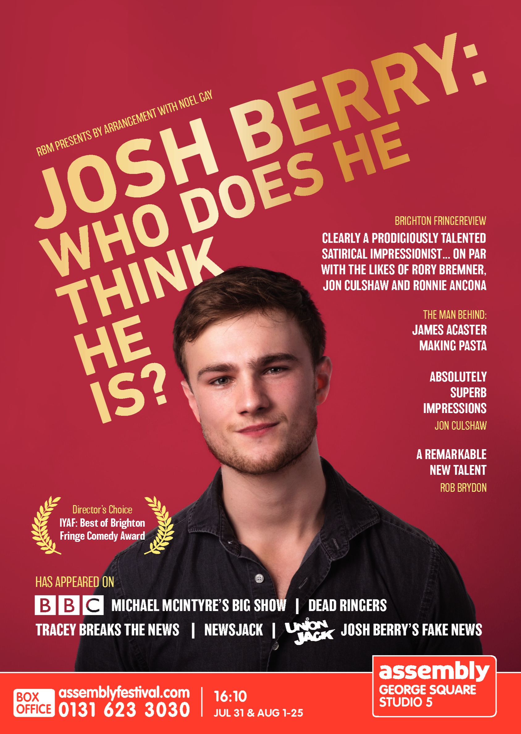 Josh Berry Who Does He Think He Is? Comedy Poster Awards 2019