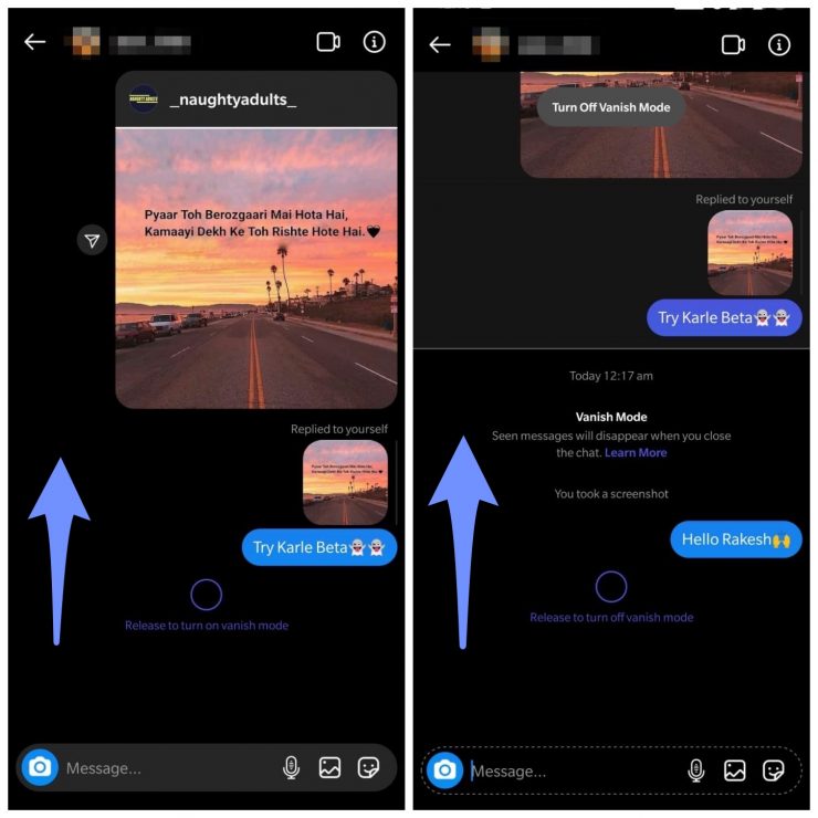 How to Enable Vanish Mode in Instagram Chat?