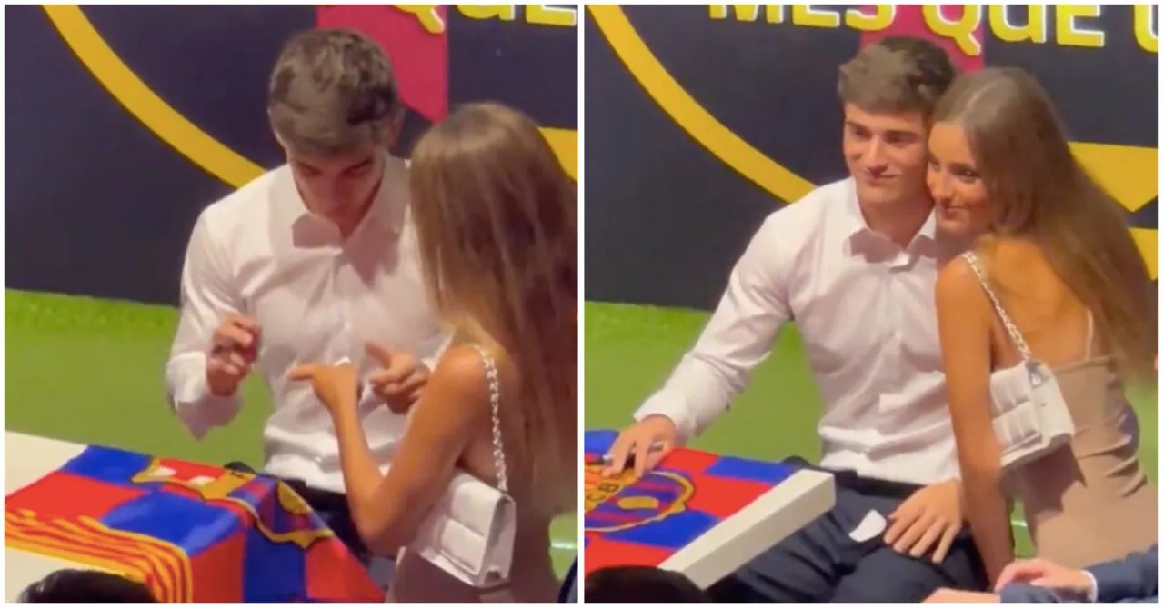 Gavi Barcelona star was given note by female fan during contract ceremony