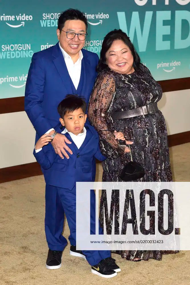 Selena Tan with husband John Pok and son at the premiere of Amazon