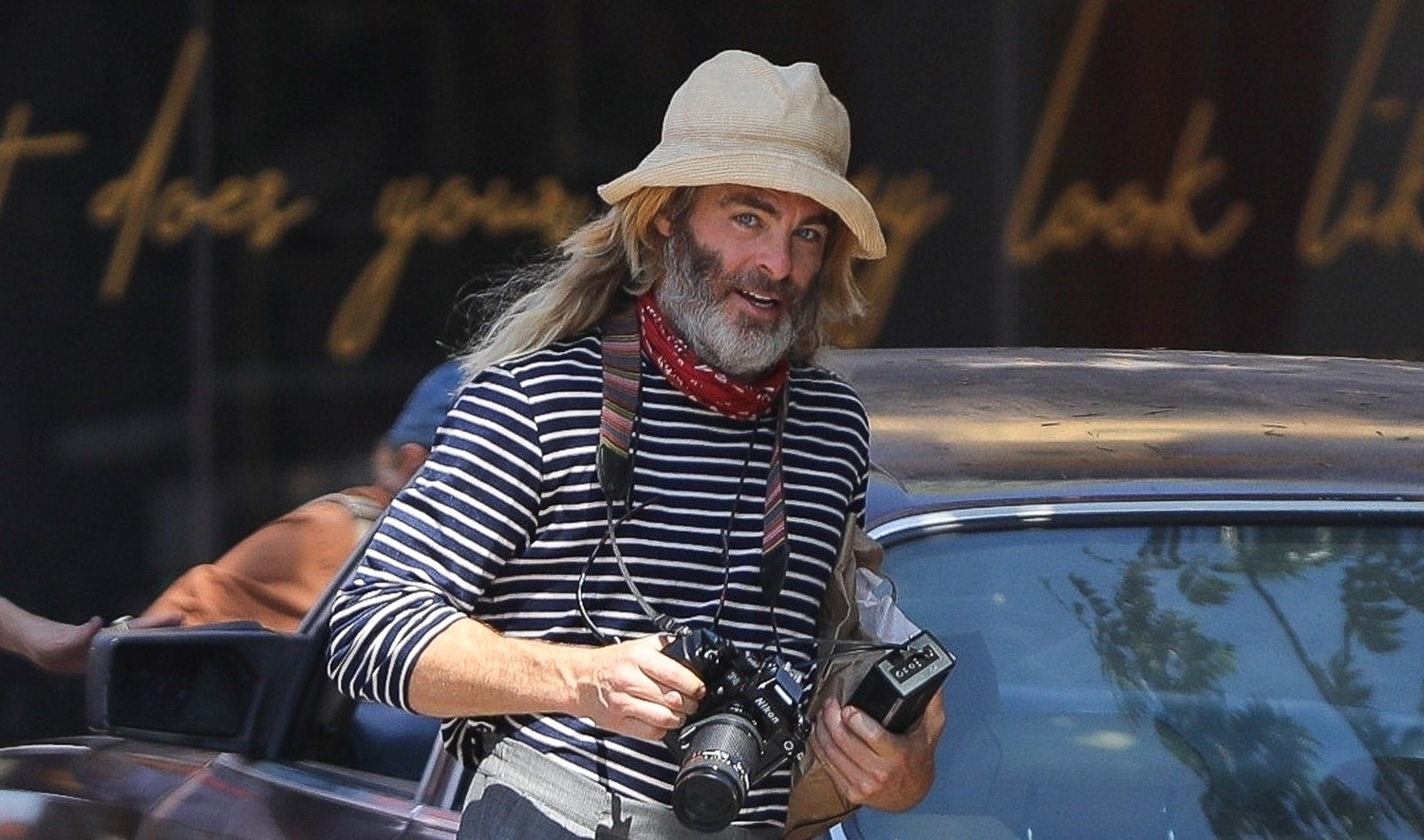 Chris Pine Looks Unrecognizable on Set of His Directorial Debut