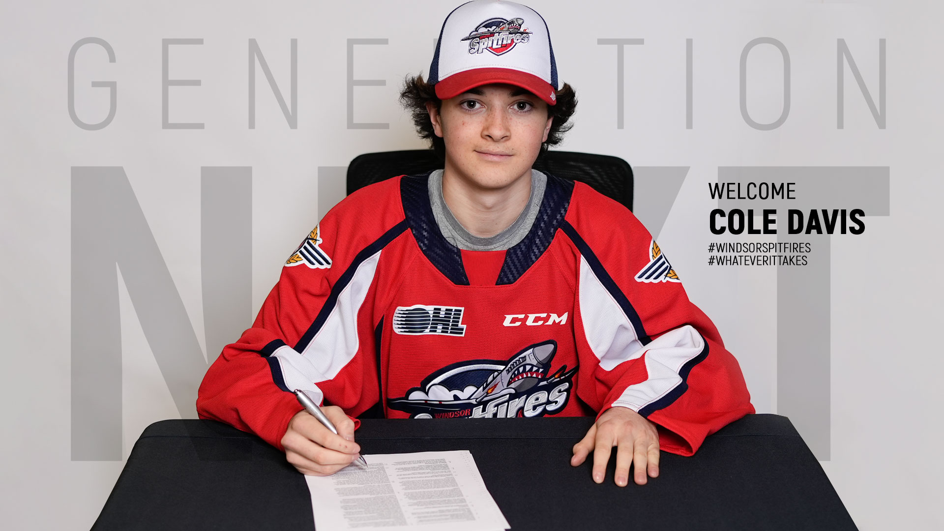 Spitfires Sign F Cole Davis to OHL Standard Player Agreement Windsor Spitfires