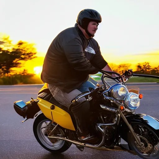 steve harvery riding a motocycle during a sunset Stable Diffusion