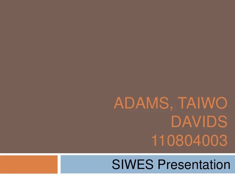 SIWES Presentation